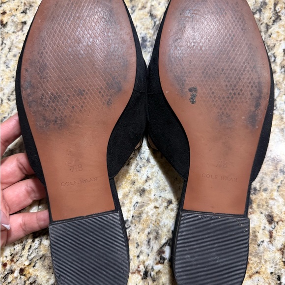 Cole Haan Leela Suede Loafer Mule w/ Bow & Signature C-Buckle - Black - Picture 3 of 3